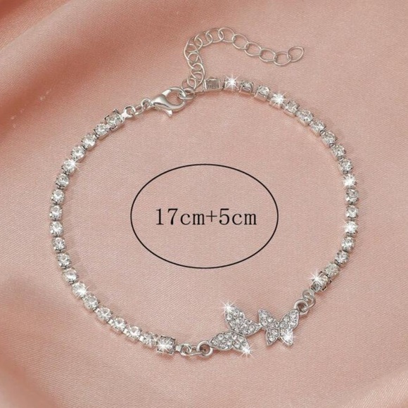 2/$10 NEW! Rhinestone Butterfly Decor Bracelet Boho Summer Cute Trendy Anklet - Picture 4 of 4
